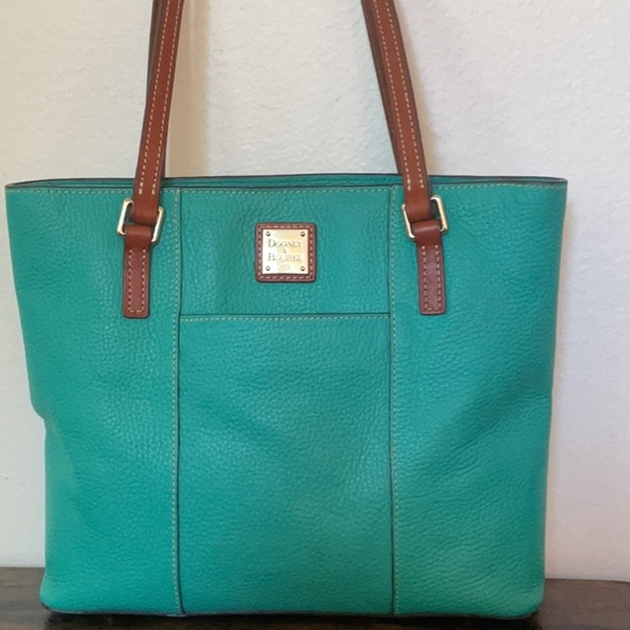 Dooney & Bourke Handbags - Dooney & Bourke Teal and Brown Tote Bag EUC